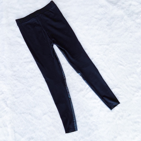 Pierre Mantoux | Faux Leather Leggings Stretch Sexy Lace Inset Black L Ponte - Picture 8 of 10